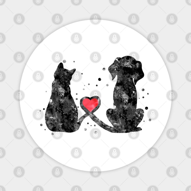 Cat and dog Magnet by RosaliArt